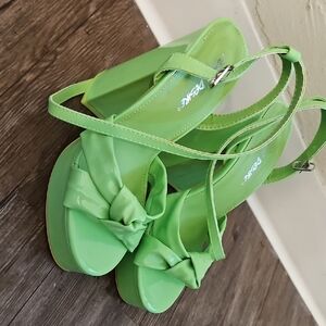 Lime Green Wedge Sandals